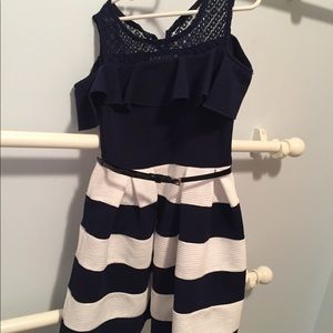 Girls Knitworks Navy & White Dress Size 8